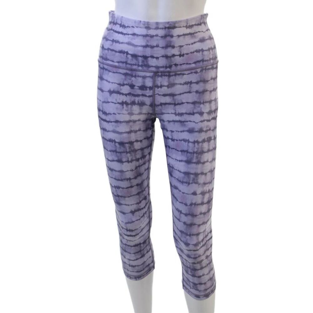 Athleta Women Purple Striped Capri Leggings Size S